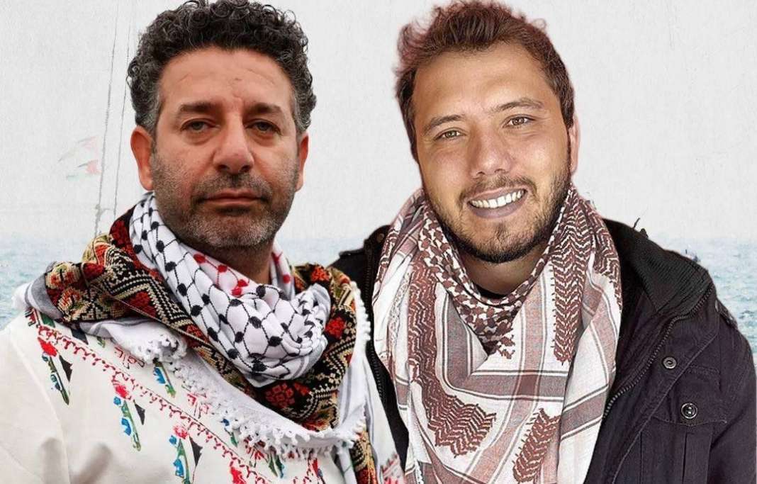 Saif Abu Keshek et Thiago Ávila de la Global Sumud Flotilla