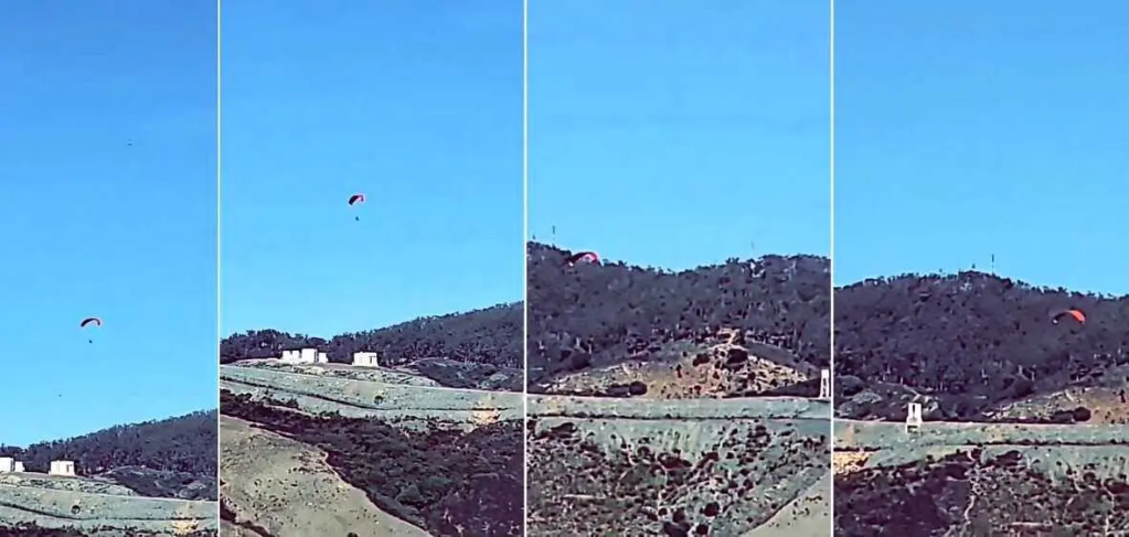 Un migrant a rejoint l'enclave espagnole de Ceuta à bord d'un parapente, le 3 octobre 2025. Crédit : capture d'écran Facebook
